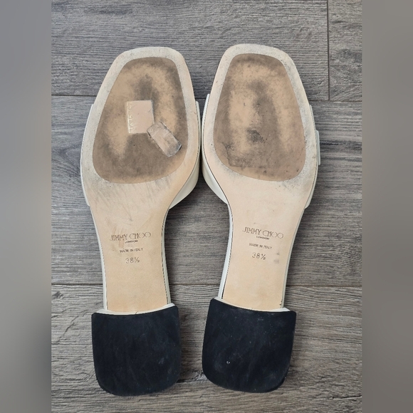 Jimmy Choo Hawke Mule Flat Latte/Gold Ladies Size 38.5 EUC Luxury Leather - Picture 10 of 13